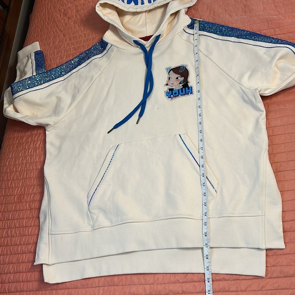 Youk World Shim Won hoodie, glitter sparkle sleeves, kangaroo pocket, size XL - Picture 12 of 16